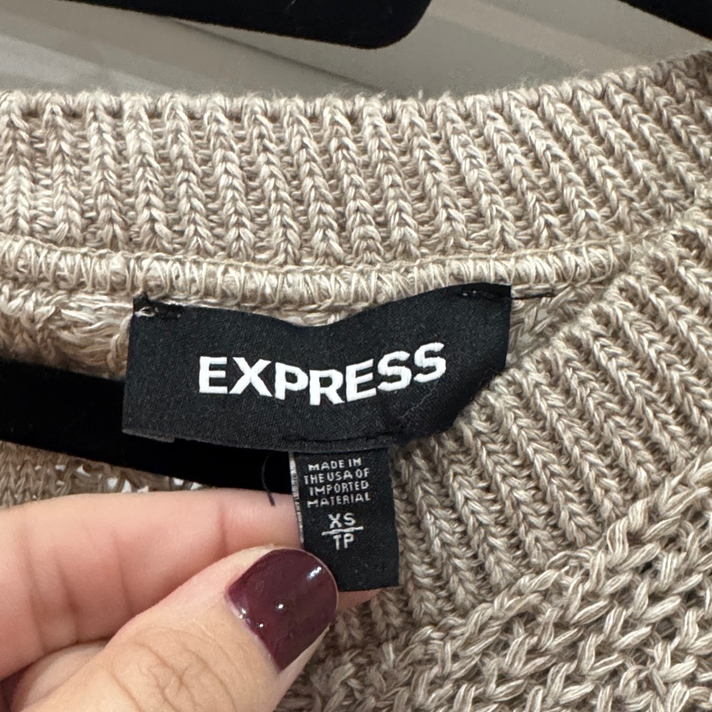 Express Sexy Slightly Opened Back Women's Cream Sweater - Picture 3 of 4